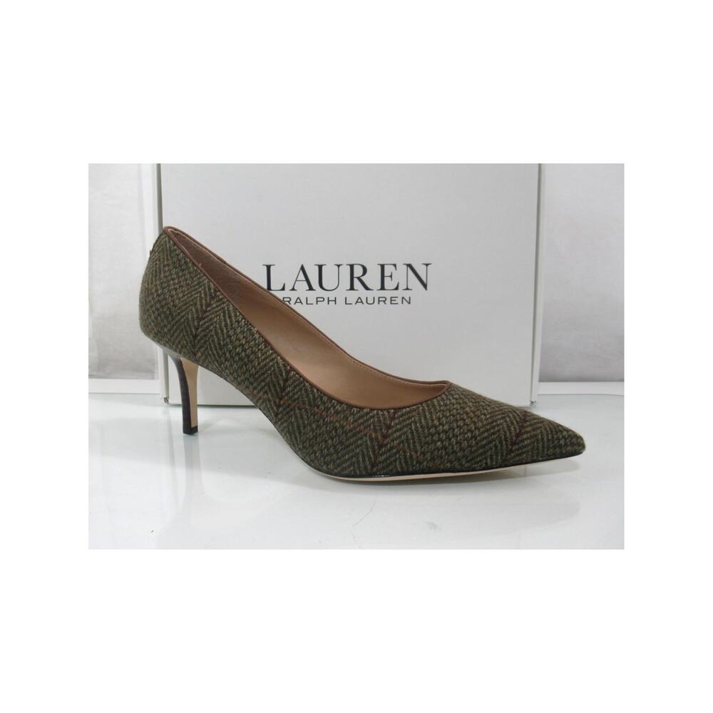 LAUREN Ralph Lauren Lanette Pointed Toe Pump Herringbone Wool Tweed Size 9.5